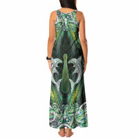 New Zealand Mere Pounamu Weapon Tank Maxi Dress Aotearoa Mango Paua Shell Maori Pattern LT22 - Polynesian Pride