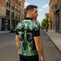 New Zealand Mere Pounamu Weapon Zipper Polo Shirt Aotearoa Mango Paua Shell Maori Pattern LT22 - Polynesian Pride