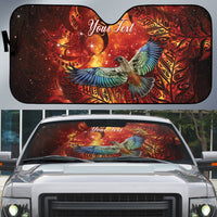 New Zealand Kea Bird Matariki Personalised Auto Sun Shade Silver Fern Maori Pattern LT22 Orange - Polynesian Pride