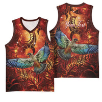 New Zealand Kea Bird Matariki Personalised Basketball Jersey Silver Fern Maori Pattern