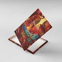 New Zealand Kea Bird Matariki Personalised Canvas Wall Art Silver Fern Maori Pattern LT22 With Frame Orange - Polynesian Pride