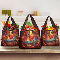 New Zealand Kea Bird Matariki Personalised Grocery Bag Silver Fern Maori Pattern