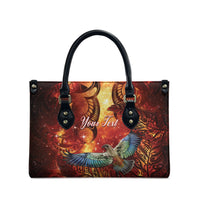 New Zealand Kea Bird Matariki Personalised Leather Bag Silver Fern Maori Pattern