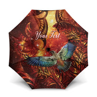 New Zealand Kea Bird Matariki Personalised Umbrella Silver Fern Maori Pattern LT22 One Size Folded 11.42 inch Opened Diameter 37.4 inch Orange - Polynesian Pride