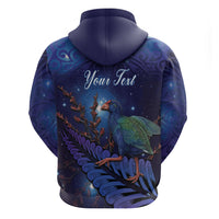 Takahe New Zealand Personalised Hoodie Harakeke Silver Fern Maori Pattern
