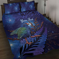 Takahe New Zealand Personalised Quilt Bed Set Harakeke Silver Fern Maori Pattern LT22 Blue - Polynesian Pride