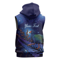 Takahe New Zealand Personalised Sleeveless Hoodie Harakeke Silver Fern Maori Pattern LT22 - Polynesian Pride