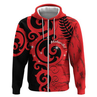 New Zealand Matariki Hoodie Maori New Year Koru Pattern LT22 Zip Hoodie Red - Polynesian Pride