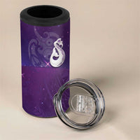 New Zealand Matariki 4 in 1 Can Cooler Tumbler Maori Manaia Galaxy Silver Fern Purple Color