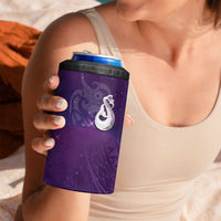 New Zealand Matariki 4 in 1 Can Cooler Tumbler Maori Manaia Galaxy Silver Fern Purple Color