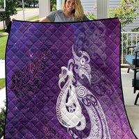 New Zealand Matariki Quilt Maori Manaia Galaxy Silver Fern Purple Color