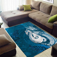 New Zealand Matariki Area Rug Maori Manaia Galaxy Silver Fern Blue Color
