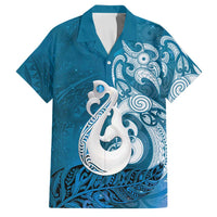 New Zealand Matariki Family Matching Puletasi and Hawaiian Shirt Maori Manaia Galaxy Silver Fern Blue Color
