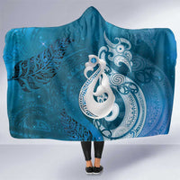 New Zealand Matariki Hooded Blanket Maori Manaia Galaxy Silver Fern Blue Color