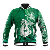 New Zealand Matariki Baseball Jacket Maori Manaia Galaxy Silver Fern Green Color