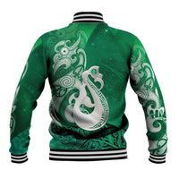 New Zealand Matariki Baseball Jacket Maori Manaia Galaxy Silver Fern Green Color