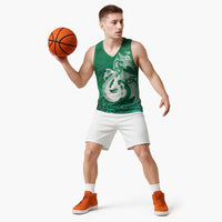New Zealand Matariki Basketball Jersey Maori Manaia Galaxy Silver Fern Green Color
