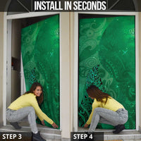 New Zealand Matariki Door Cover Maori Manaia Galaxy Silver Fern Green Color
