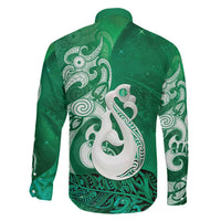 New Zealand Matariki Family Matching Tank Maxi Dress and Hawaiian Shirt Maori Manaia Galaxy Silver Fern Green Color