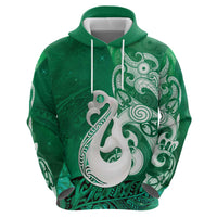 New Zealand Matariki Hoodie Maori Manaia Galaxy Silver Fern Green Color LT22 - Polynesian Pride