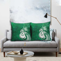 New Zealand Matariki Pillow Cover Maori Manaia Galaxy Silver Fern Green Color