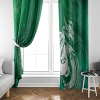 New Zealand Matariki Window Curtain Maori Manaia Galaxy Silver Fern Green Color