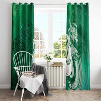 New Zealand Matariki Window Curtain Maori Manaia Galaxy Silver Fern Green Color