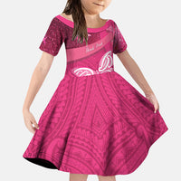 New Zealand Breast Cancer Awareness Family Matching Summer Maxi Dress and Hawaiian Shirt Pink Ribbon Butterfly Maori Pattern