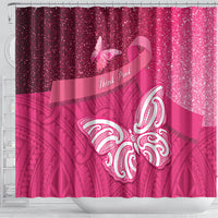 New Zealand Breast Cancer Awareness Shower Curtain Pink Ribbon Butterfly Maori Pattern