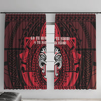 New Zealand Maori Language Week Window Curtain Te Wiki O Te Reo Maori Hei Tiki LT22 With Hooks Red - Polynesian Pride