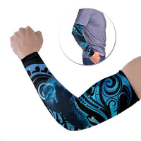 New Zealand Matariki Arm Sleeves Maori Humpback Whale Galaxy LT22 Set of 2 Blue - Polynesian Pride