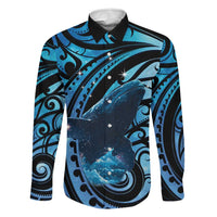 New Zealand Matariki Family Matching Off The Shoulder Long Sleeve Dress and Hawaiian Shirt Maori Humpback Whale Galaxy
