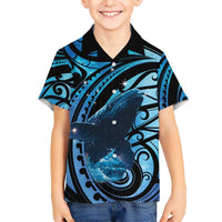 New Zealand Matariki Family Matching Off The Shoulder Long Sleeve Dress and Hawaiian Shirt Maori Humpback Whale Galaxy