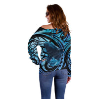 New Zealand Matariki Off Shoulder Sweater Maori Humpback Whale Galaxy