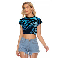 New Zealand Matariki Raglan Cropped T Shirt Maori Humpback Whale Galaxy