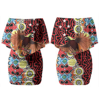 Personalised Papua New Guinea Pidgin Language Week Couples Matching Off Shoulder Short Dress and Hawaiian Shirt Halo Olgeta Tok Pisin Wik Bird Of Paradise Oro Batik LT22 - Polynesian Pride