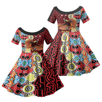 Personalised Papua New Guinea Pidgin Language Week Family Matching Short Sleeve Bodycon Dress and Hawaiian Shirt Halo Olgeta Tok Pisin Wik Bird Of Paradise Oro Batik LT22 Daughter's Dress Red - Polynesian Pride
