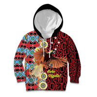 Personalised Papua New Guinea Pidgin Language Week Kid Hoodie Halo Olgeta Tok Pisin Wik Bird Of Paradise Oro Batik LT22 Hoodie Red - Polynesian Pride