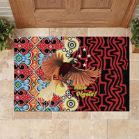 Papua New Guinea Pidgin Language Week Rubber Doormat Halo Olgeta Tok Pisin Wik Bird Of Paradise Oro Batik LT22 Red - Polynesian Pride