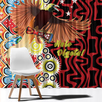 Papua New Guinea Pidgin Language Week Window Curtain Halo Olgeta Tok Pisin Wik Bird Of Paradise Oro Batik LT22 - Polynesian Pride