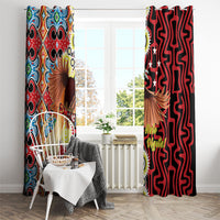 Papua New Guinea Pidgin Language Week Window Curtain Halo Olgeta Tok Pisin Wik Bird Of Paradise Oro Batik LT22 - Polynesian Pride