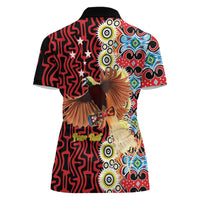 Personalised Papua New Guinea Pidgin Language Week Women Polo Shirt Halo Olgeta Tok Pisin Wik Bird Of Paradise Oro Batik LT22 - Polynesian Pride