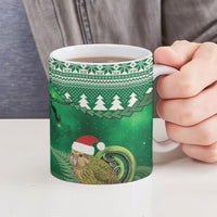 New Zealand Kakapo Christmas In July Ceramic Mug Silver Fern Santa Xmas Green Color