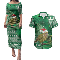 New Zealand Kakapo Christmas In July Couples Matching Puletasi and Hawaiian Shirt Silver Fern Santa Xmas Green Color LT22 Green - Polynesian Pride