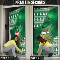 New Zealand Kakapo Christmas In July Door Cover Silver Fern Santa Xmas Green Color