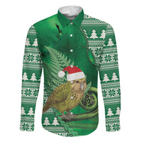 New Zealand Kakapo Christmas In July Family Matching Mermaid Dress and Hawaiian Shirt Silver Fern Santa Xmas Green Color