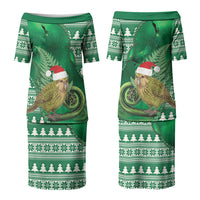 New Zealand Kakapo Christmas In July Family Matching Puletasi and Hawaiian Shirt Silver Fern Santa Xmas Green Color LT22 Mom's Dress Green - Polynesian Pride