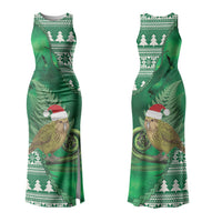 New Zealand Kakapo Christmas In July Family Matching Tank Maxi Dress and Hawaiian Shirt Silver Fern Santa Xmas Green Color LT22 Mom's Dress Green - Polynesian Pride