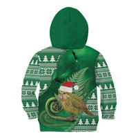 New Zealand Kakapo Christmas In July Kid Hoodie Silver Fern Santa Xmas Green Color