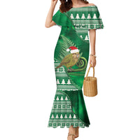 New Zealand Kakapo Christmas In July Mermaid Dress Silver Fern Santa Xmas Green Color